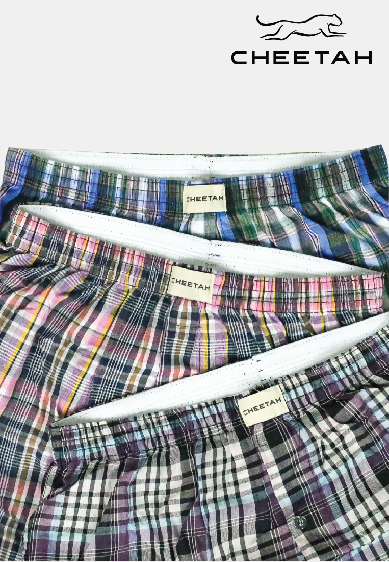 Cheetah 3 IN 1 Boxer - 1200 (100% Cotton Assorted Checks)