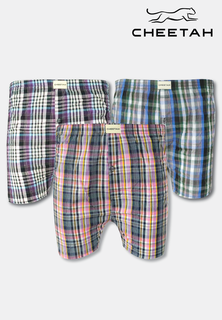 Cheetah 3 IN 1 Boxer - 1200 (100% Cotton Assorted Checks)