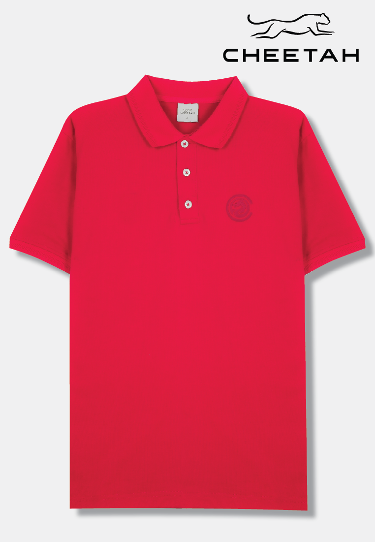 Cheetah Men Solid Tone Double Jersey Cotton Blend Fabric 220-230gsm Short Sleeve Polo Tee - 76776