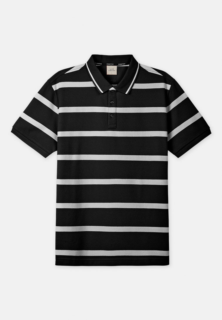 Cheetah Men Cotton Blend Stripe Short Sleeve Polo T-Shirt A43 - 76828