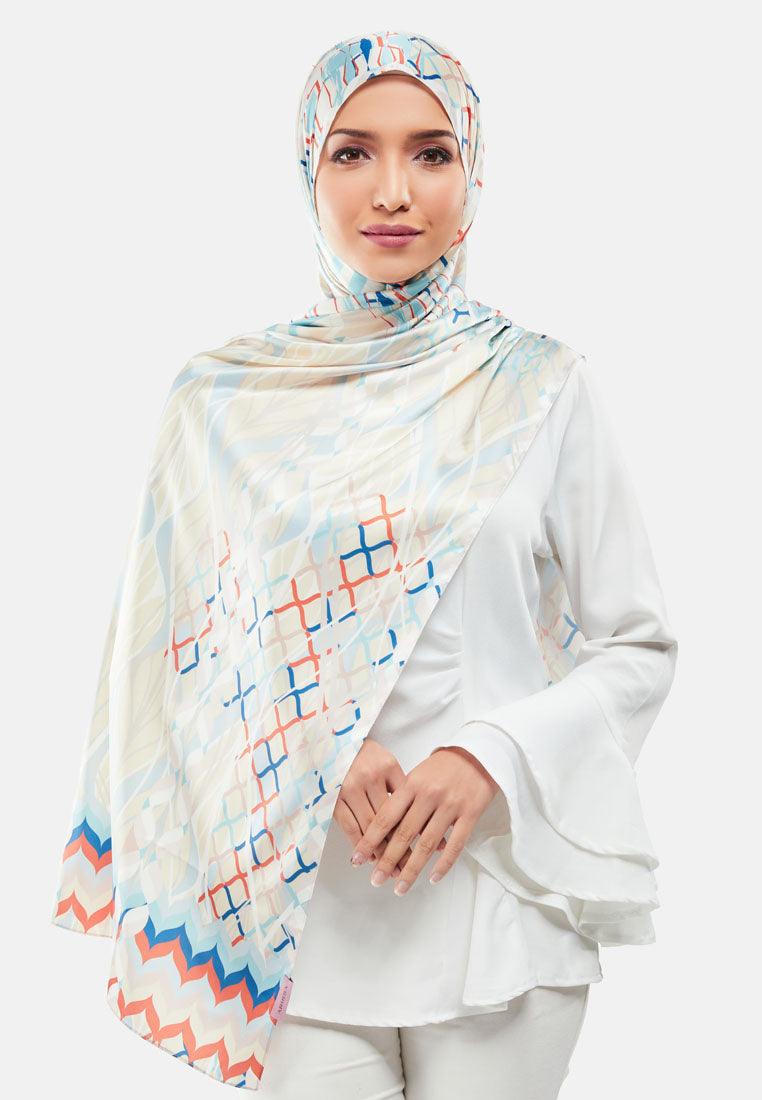 Arissa Inari Hijab Printed Satin Silk Shawl Scraf in Lemon - ARS-ST11290 (MD2EY)