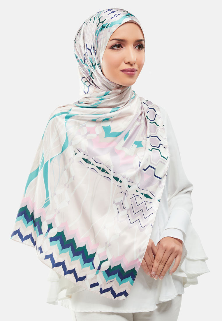 Arissa Hijab Printed Satin Silk Shawl Scraf - ARS-ST11292 (MD2EY)