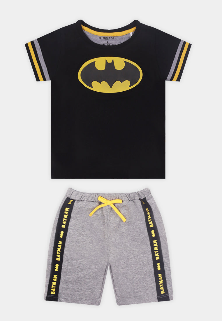 Cheetah Baby Boy Batman Fun and Unique Cotton Knit Suit Set Come With Knit Short Pants Suit Set - CBB-183576