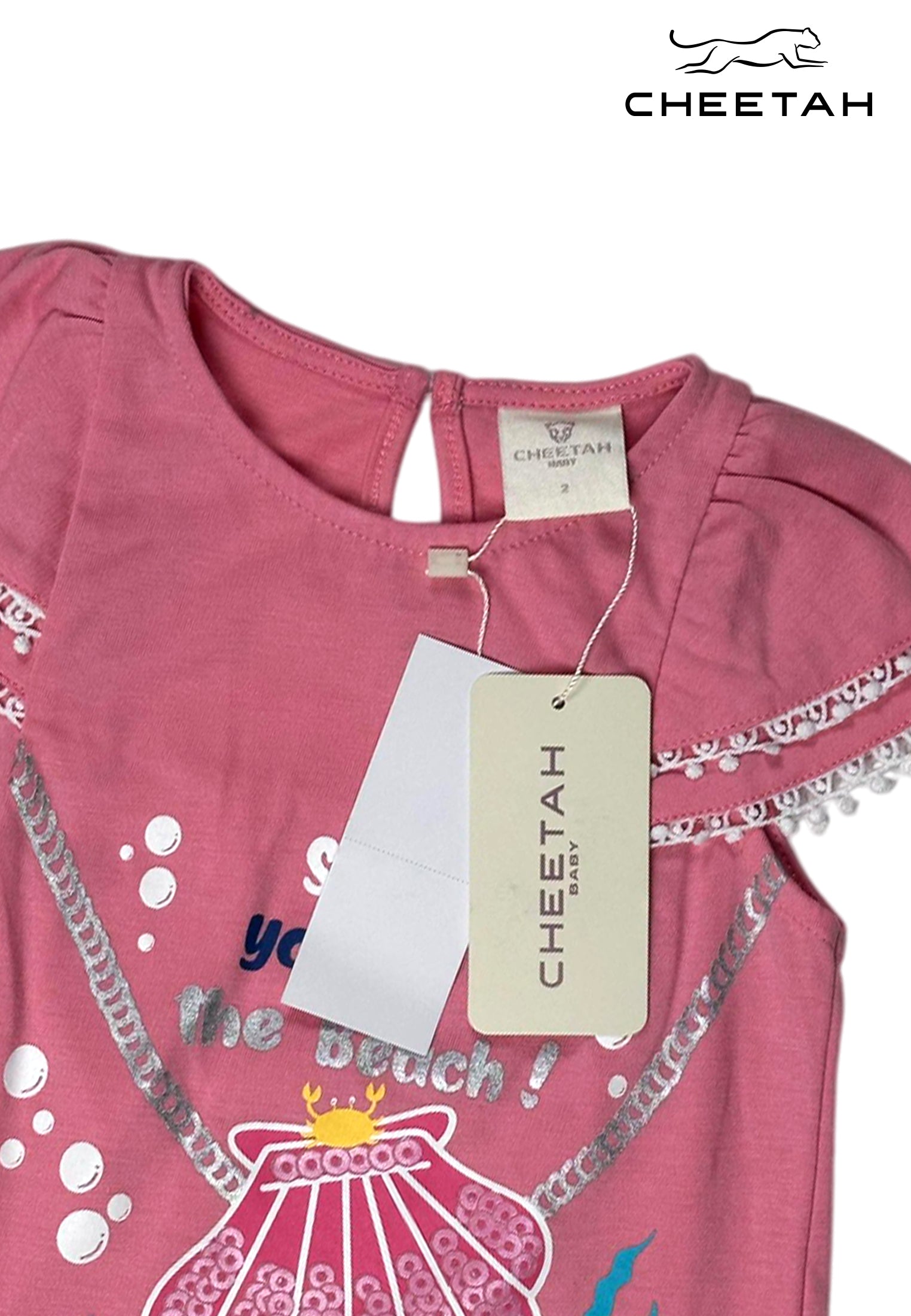 Cheetah Baby Girl Short Sleeves Roundneck Tee - CBG-9648