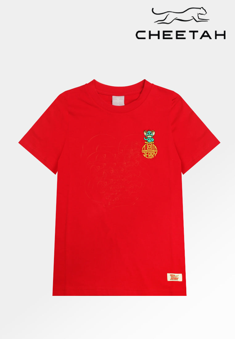 Cheetah Kids Tom And Jerry CNY Short Sleeves Roundneck T-Shirt A44 - CJ-93608