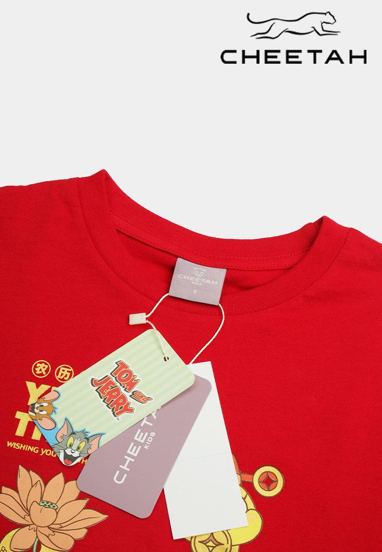 Cheetah Kids Tom And Jerry CNY Short Sleeves Roundneck T-Shirt A44 - CJ-93610