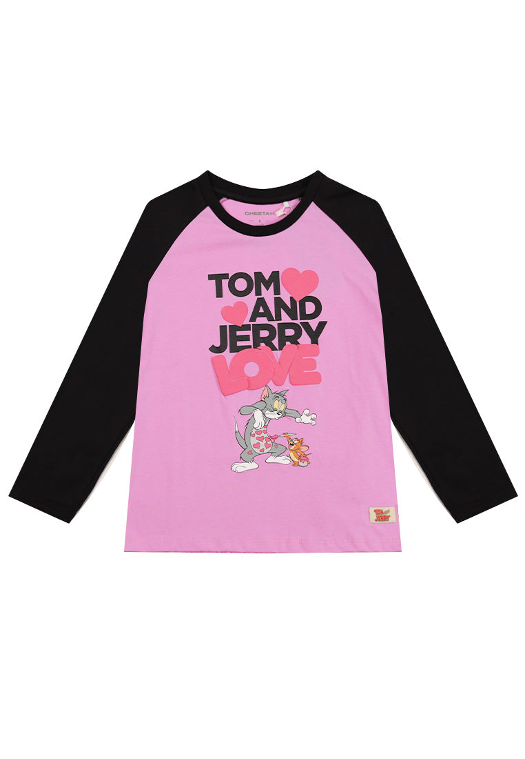 Cheetah Kids Girl Tom And Jerry Long Sleeves Roundneck T-Shirt - CJG-60128(F)