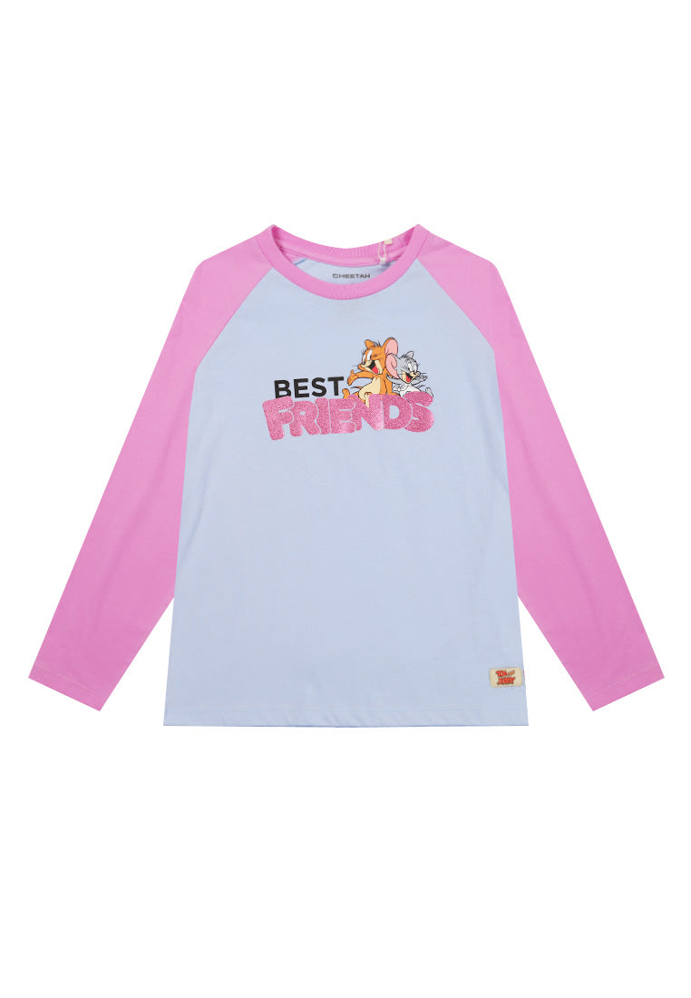 Cheetah Kids Girl Tom And Jerry Long Sleeves Roundneck T-Shirt - CJG-60130(F)