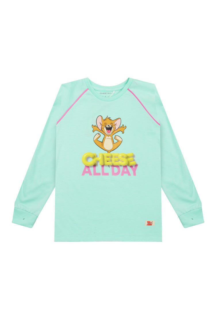 Cheetah Kids Girl Tom And Jerry Long Sleeves Roundneck T-Shirt - CJG-60138(F)