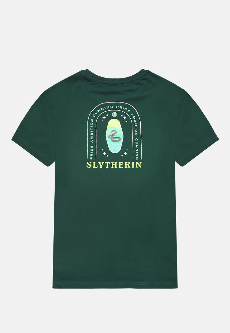 Cheetah Women Harry Potter Slytherin Regular Fit Short Sleeve Graphic T-Shirt - CL-96338