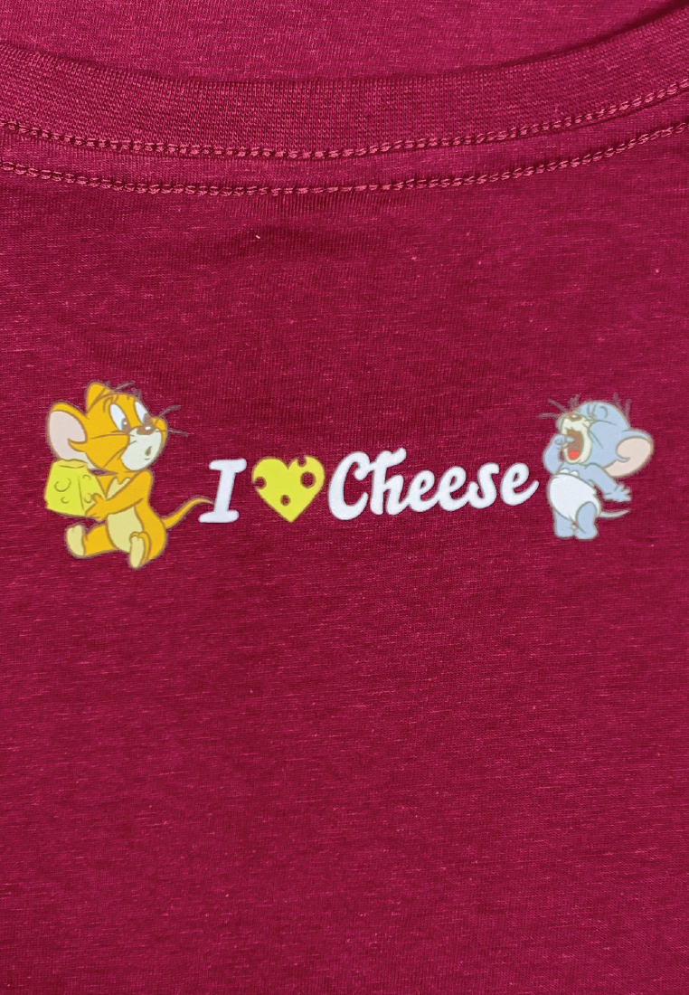 CHEETAH Women Tom And Jerry Cheese Day Basic Short Sleeve Graphic Tee  -  PBW-96138