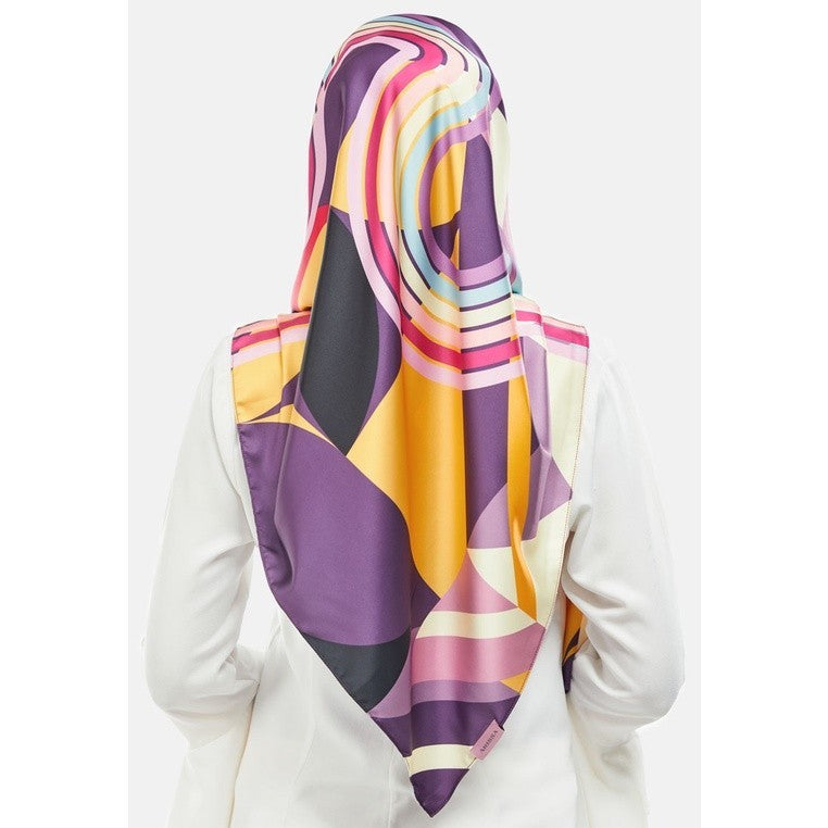 Arissa Aurora Hijab Printed Satin Silk Square Scarf in Orchid - ARS-ST11272 (MD2EY)